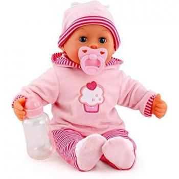 Babypuppe First Words mit Schlafaugen, spricht 24 Babylaute, mit Schnuller und Flasche, 38 cm