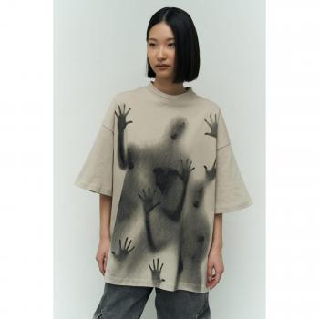MAİ COLLECTİON Oversize Damen T-Shirt in Geisterbeige
