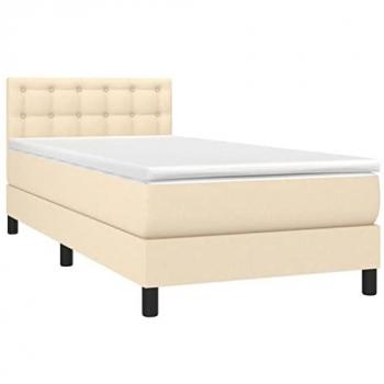 VidaXL Boxspringbett mit LED und Matratze Creme 90x190 cm