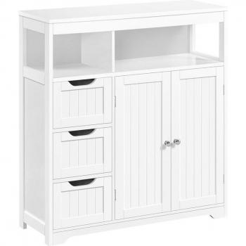 Mobiletto da Bagno con Cassetti e Ripiano Regolabile, Ante Salotto, Credenza Cucina Bianco