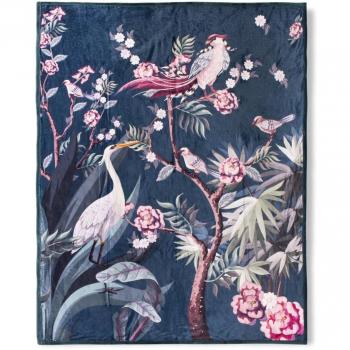 Descanso Kuscheldecke Tagesdecke 130x160 cm Petrolblau