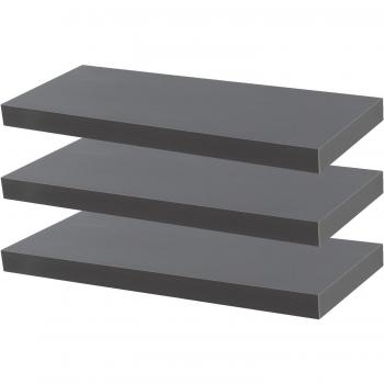 3-Pack Grey Floating Wall Shelves 60cm
