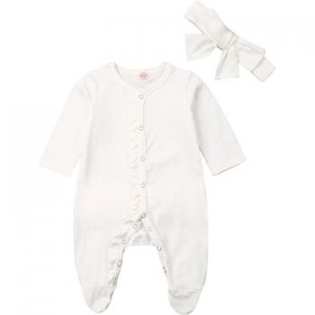 Emmababy Neugeborenen Strampler Set mit Langarm und Stirnband