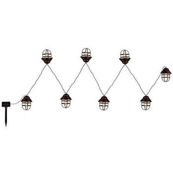LED Außenlampe Solar‑Lichterkette 8 Laternen – IP44, rostfarbig