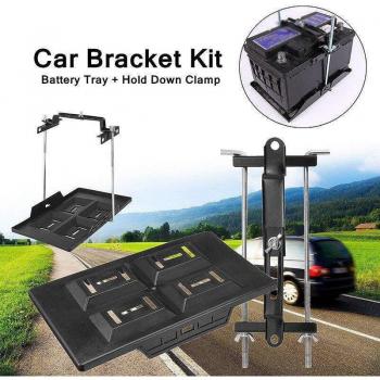 Replacement Battery Tray Holder Clamp Set Black Silver Firm Grip
