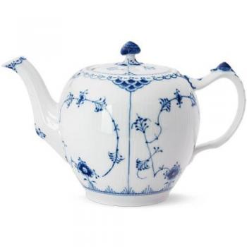 Royal Copenhagen Blue Fluted Half Lace Wedding Teapot