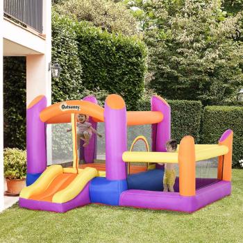 Outsunny Bouncy Castle with Slide Pool Inflatable Trampoline W/Blower 2.8 X 2.5