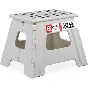 Tabouret de Salle de Bain Relaxdays, Pliable, 150 kg, Blanc
