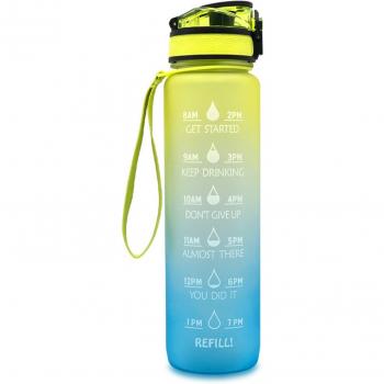Erinnerungs-Wasserflasche 1L mit Zeit-Skala