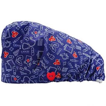 Gorro de trabajo con botones y diseño de electrocardiograma