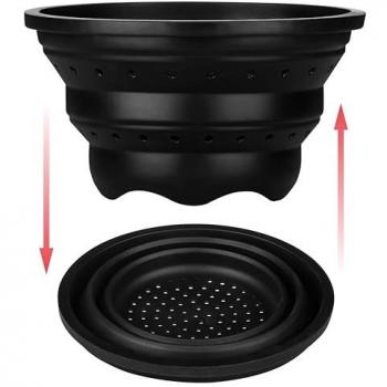Black Foldable Food Steamer with Drain Function
