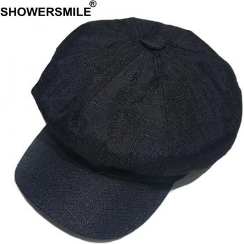 SHOWERSMILE Unisex Linen Octagonal Newsboy Cap