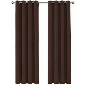 Deconovo Thermal Insulated Ring Top Blackout Curtains in Chocolate