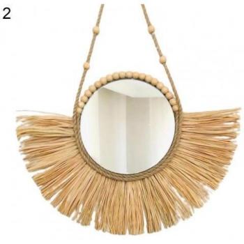 Straw Decorative Hanging Mirror