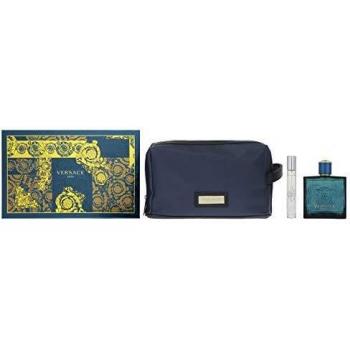 Versace Eros Deluxe Set with 100ml Toilette Spray, Miniature and Designer Wash Bag