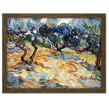 Vangogh Olive Canopy – 18″ W x 24″ H Brown‑Toned Wall Art