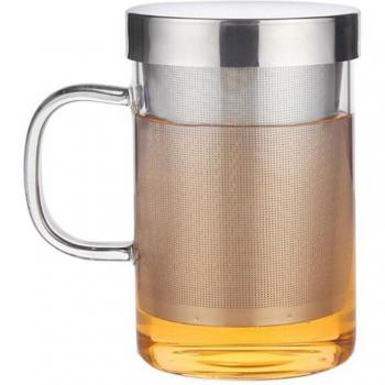 Taza Gl Café & Té 500 ml, Infusor y Tapa de Acero