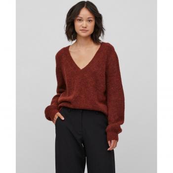 Pull à col V Vila Jamina Rev brique brûlée/mélange XL