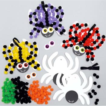 Spinnen Pom Poms Bastelset (5 Stück) für Halloween-Dekorationen