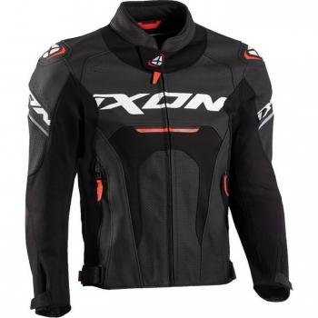 Blouson cuir moto Ixon Jackal Veste en cuir de moto Noir Blanc Rouge taille S