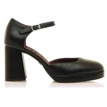 Zapatos de salón para mujer Mariamare 63426 con puntera cerrada, tacón de 8 a 10cm y cierre hebilla en color negro