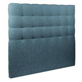 Tête de lit capitonnée bouclette bleue 160x120 cm en bois massif, rembourrée épaisseur 10 cm