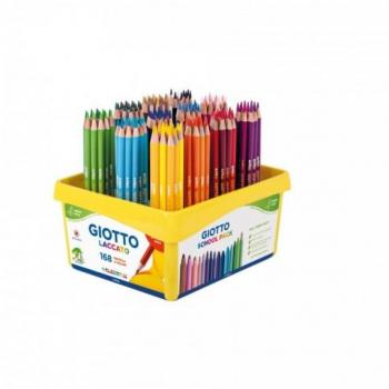 Schoolpack Giotto pastelli tondi mina 3,3 mm laccati 24 colori assortiti Green Pack eco-friendly da 168 pezzi
