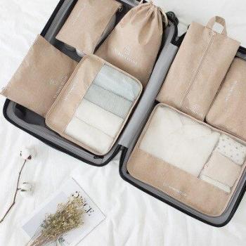 Organisateur de voyage, sacs étanches pour vêtements, sac en filet, rangement de bagages, accessoires de voyage, rangement de chaussures, set de 7 sacs