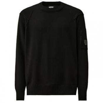 C.P. Company pull en laine d'agneau noir pour homme, taille M