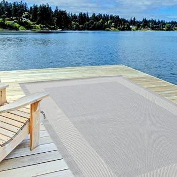 UV-Protected Grey Bordered Patio Rug