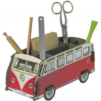 Poche à crayons VW Combi rouge, kit en bois certifié