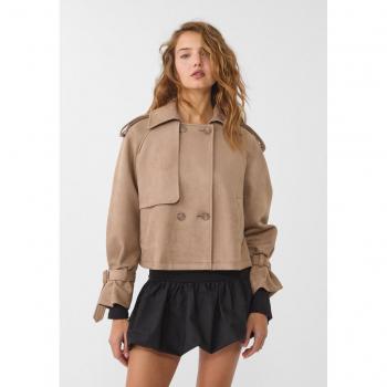 Caramel Faux Suede Trench (Short) – Stradivarius, Large