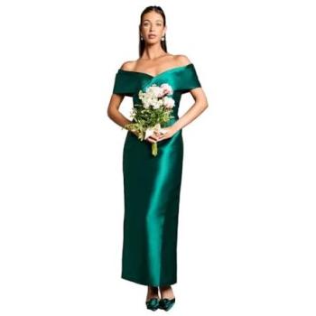 Velvet Green Bardot Maxi for Bridesmaids