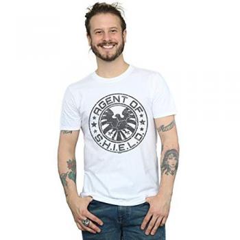 Marvel Mens Avengers Shield Beaten Circle T-Shirt Large White