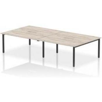 Evolve Plus 1600 mm B2B 4‑Pax Office Desk Bench – Grey Oak with Black Frame