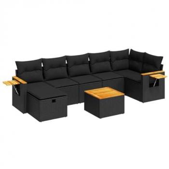 Set Divani da Giardino 8 pz Nero in Polyrattan con Cuscini