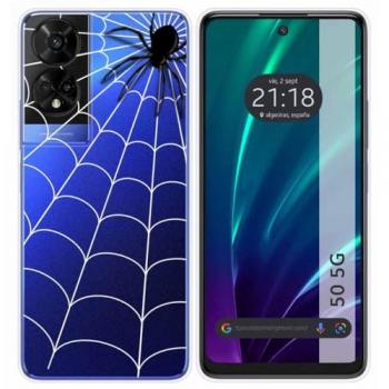 Funda Silicona Transparente para TCL 50 5G Araña