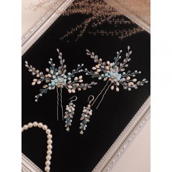 Conjunto Tocado y Pasadores para Novias con Cristales