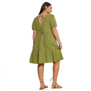 Mini Robe en Cheesecloth Yours Curve 100% Coton Vert EU 50-52