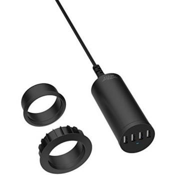 RealPower 4-Port USB Ladegerät, Einbauversion, Schwarz