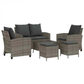 VidaXL Gartenmöbel-Set 6-teilig mit Kissen Grau