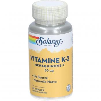 Solaray K2 Natto 50 µg – Pack de 30 Capsules Végétales – Récipient Plastique