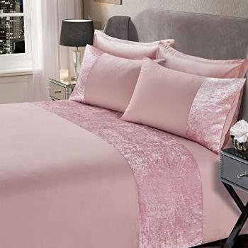 Sienna Crushed Velvet Duvet Cover Set, Blush Pink