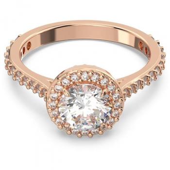 Swarovski Una Angelic Cocktailring – Rundschliff, Pavé, weiß/roségold, Unisex 50