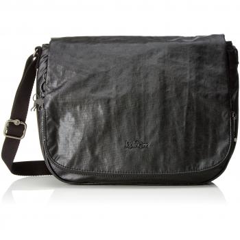 Kipling Damen Umhängetasche, Earthbeat M, Schwarz (Lacquer Night)