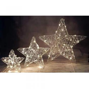 Drahtstern mit 40 warmweißen LEDs und Perlen, Durchmesser 58 cm