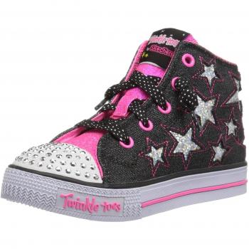Skechers Shuffles-Lil Rockin Stars, Sneakers Bambina, Nero (Black/Neon Pink)
