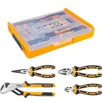 4‑Piece Pliers Bundle in Stackable Box – 8″ Long Nose, 7″ Diagonal Cutters (INGCO)