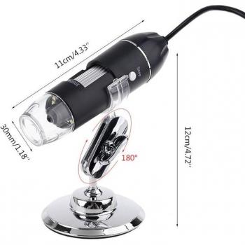 Microscopio USB 1600X, Lupa LED 8, Endoscopio Digital con Soporte de Acero