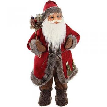 Große Weihnachtsmann Dekofigur Nikolaus, 60 cm, aus Textil und Filz mit Geschenkesack
